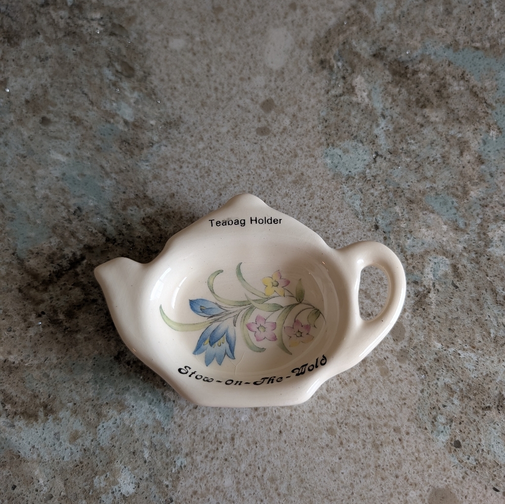 VTG Brixham Fine Earthenware Teabag Holder Floral Stow-on-the-Wold England